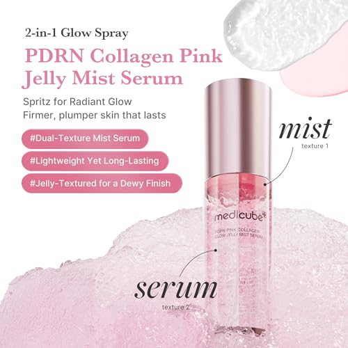 medicube Jelly Mist Serum Duo: Pink PDRN Collagen and Kojic Acid Turmeric Gold Jelly Mist | Mix & Match Hydration, Calming & Radiance Care