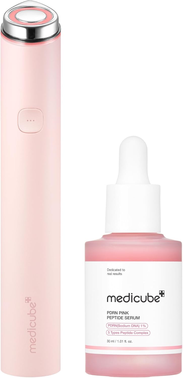 medicube Glass Glow Booster Device Duo | 3-Mode Facial Device for Radiant, Calming, and Bouncy-Looking Skin | Salmon DNA PDRN, Peptides & Niacinamide for Hydration & Firm-Looking Skin, Pink