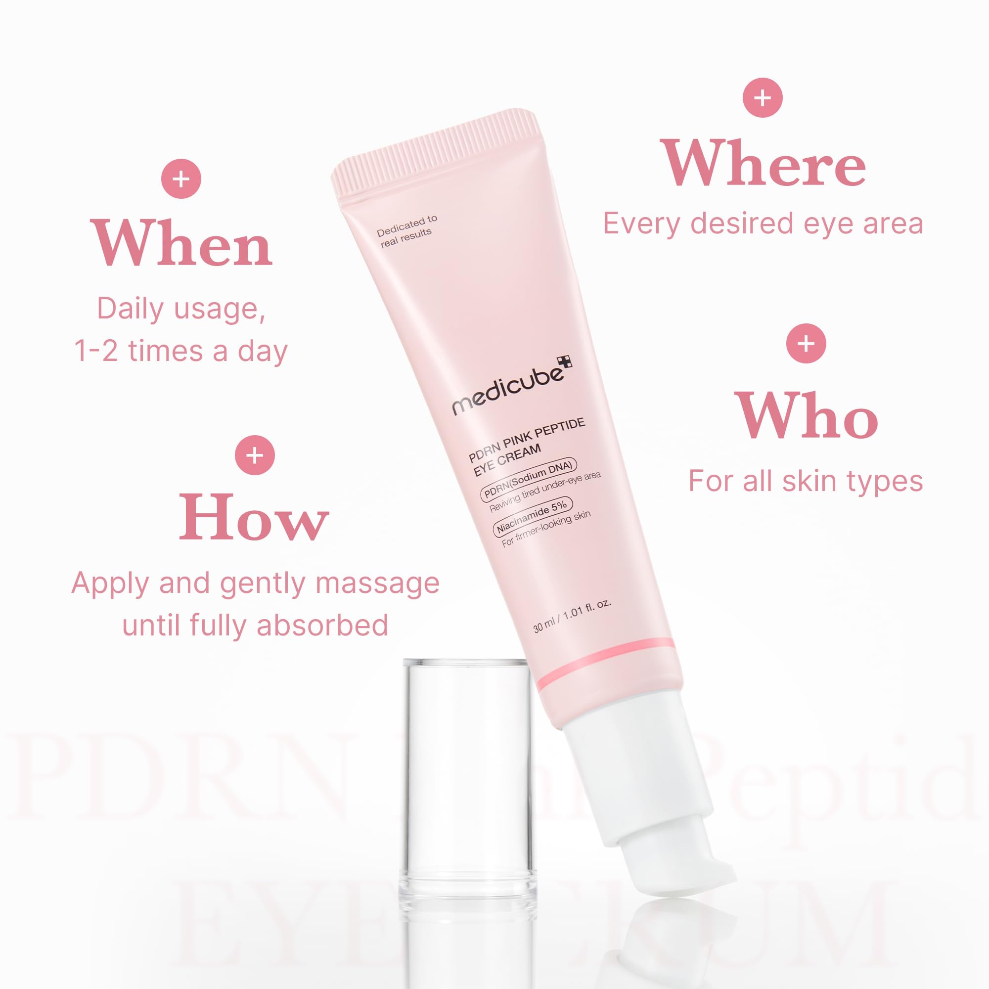 medicube Eye Serum with Salmon DNA PDRN & Pink Peptides | 99% Purity Retinol for Fine Lines | PDRN & Niacinamide for Uneven Skin Tone | Korean Skincare, 1.01 fl.oz