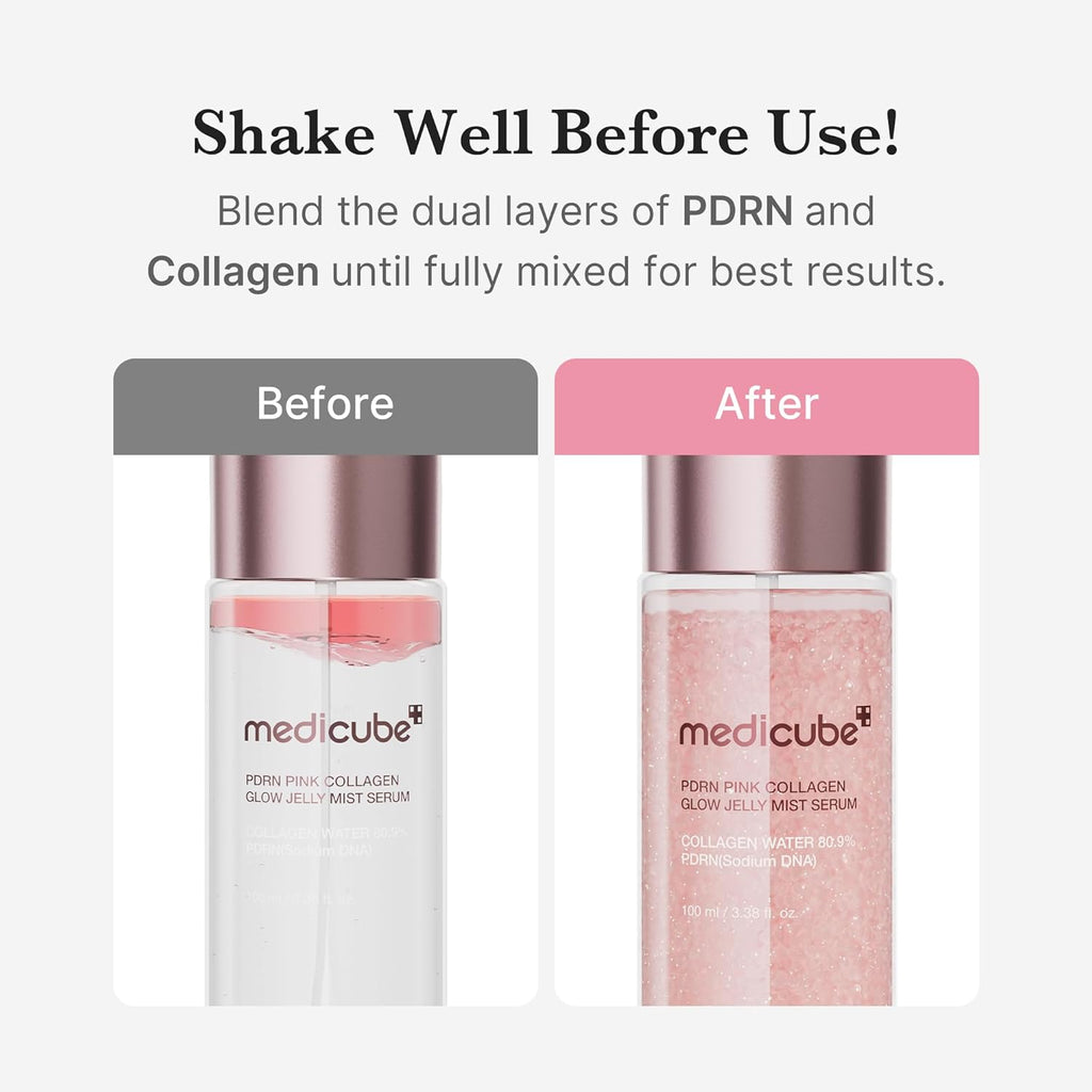 medicube Jelly Mist Serum Duo: Pink PDRN Collagen and Kojic Acid Turmeric Gold Jelly Mist | Mix & Match Hydration, Calming & Radiance Care