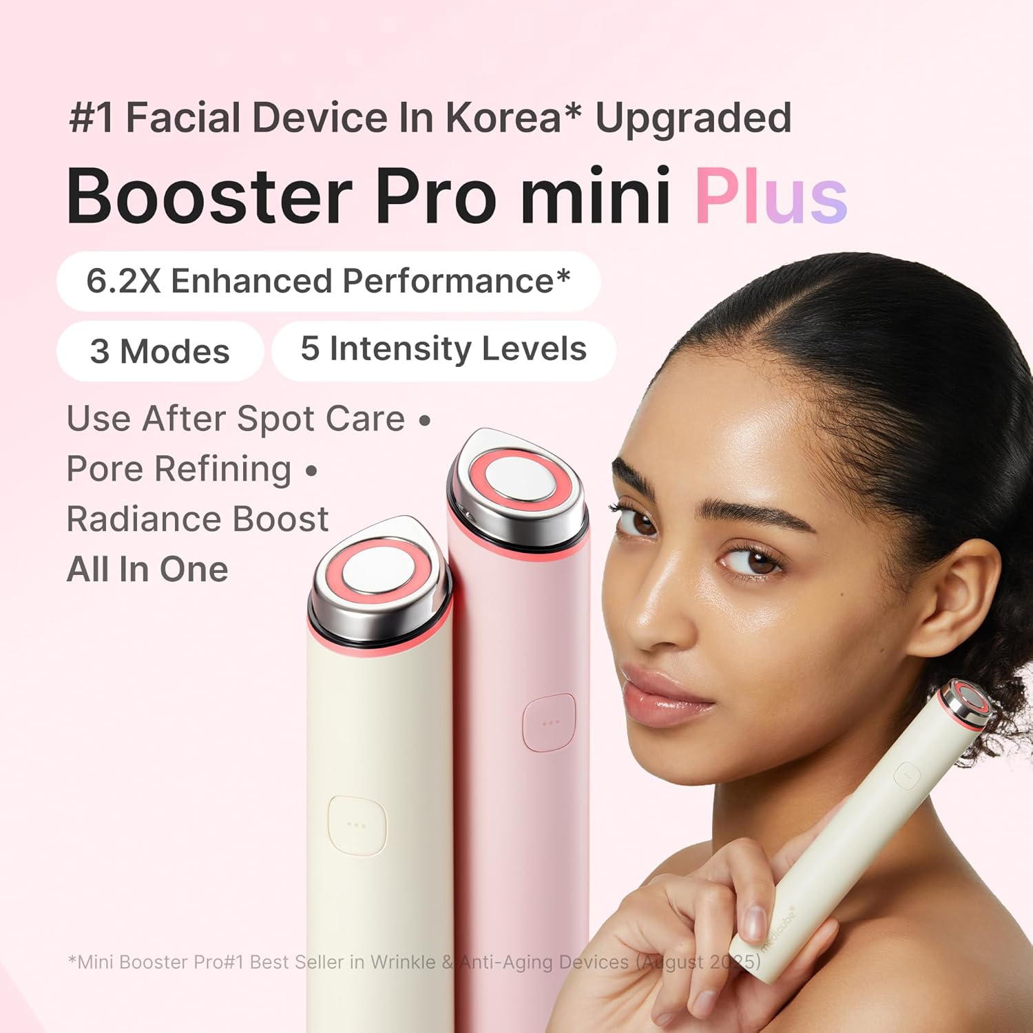 medicube Glass Glow Booster Device Duo | 3-Mode Facial Device for Radiant, Calming, and Bouncy-Looking Skin | Salmon DNA PDRN, Peptides & Niacinamide for Hydration & Firm-Looking Skin, Pink